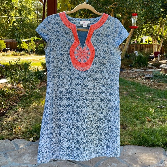 Vineyard Vines Dresses & Skirts - 🐳 VINEYARD VINES; Pretty Chambray/Neon Orange Linen/Cotton Dress; Misses Size 2